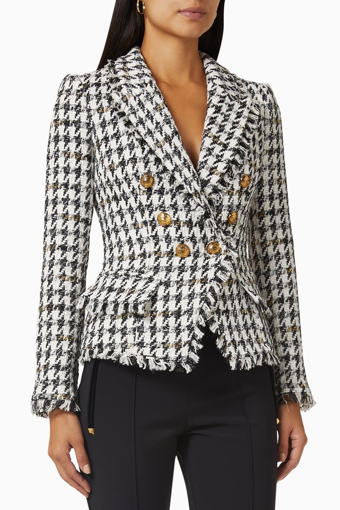 Double-breasted Jacket in Cotton-blend, White