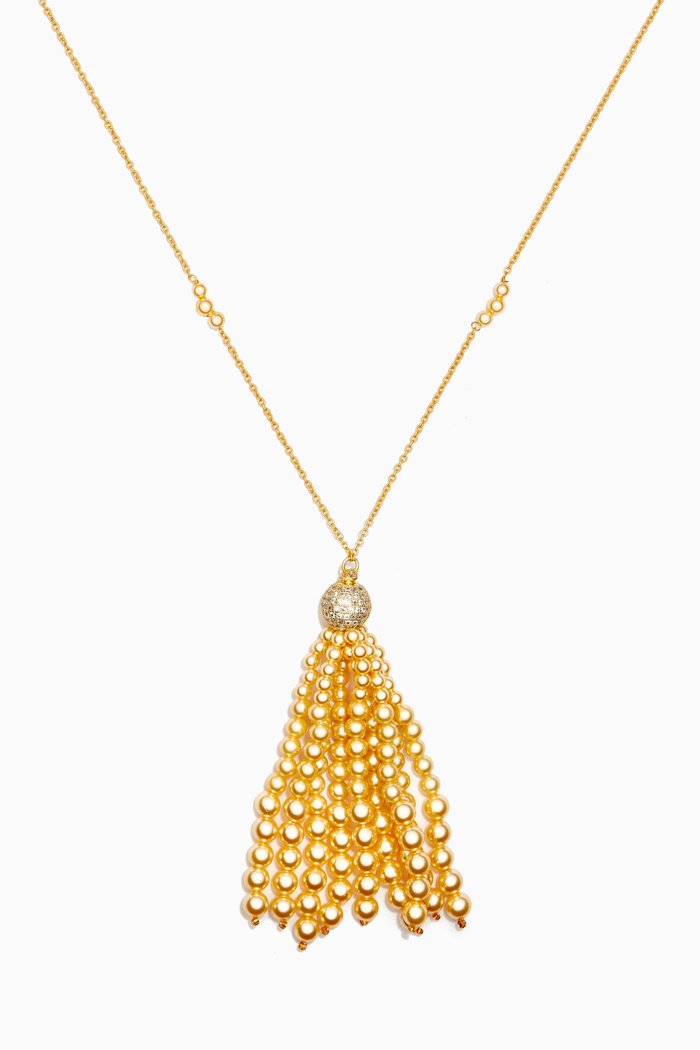 Selina Pearl Tassel Necklace in 18kt Gold-plated Sterling Silver