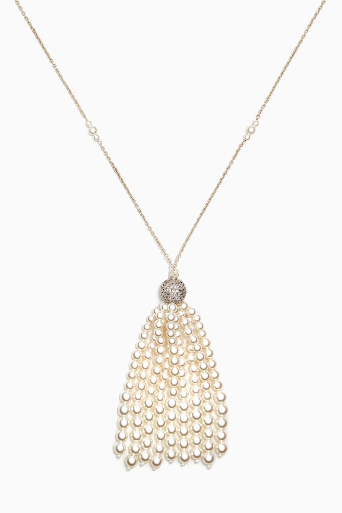 

Selina Pearl Tassel Necklace in Sterling Silver