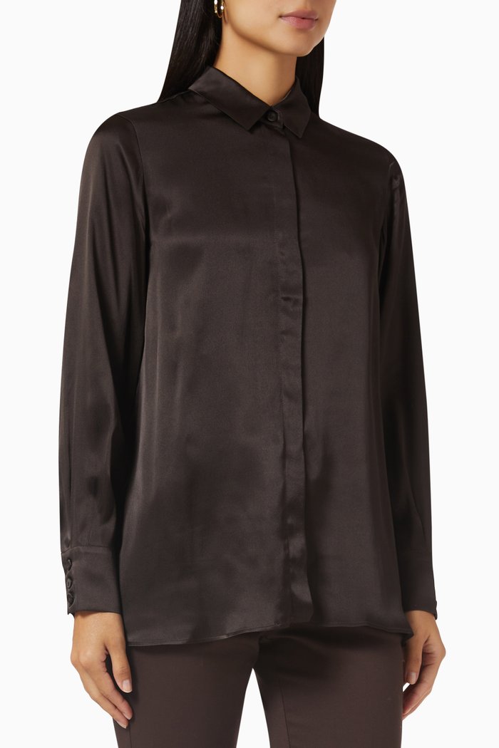 

Materia Shirt in Silk-blend Crêpe, Brown