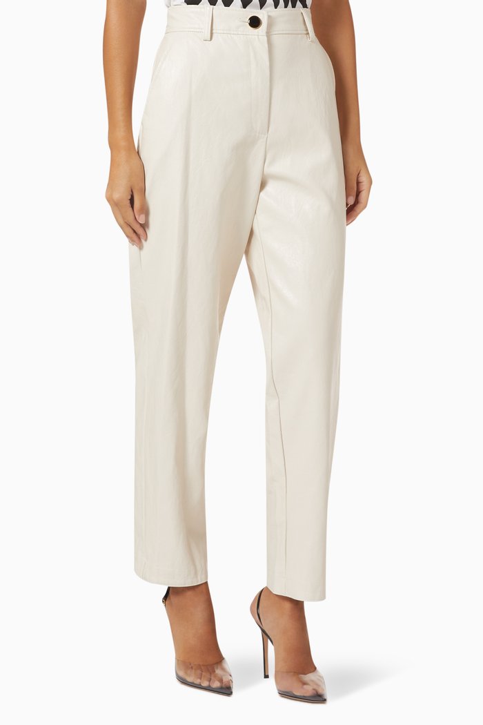 

Drina Straight-fit Pants in Pleather, Neutral