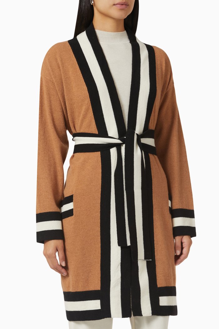 

Medicea Long Cardigan in Wool-knit, Brown