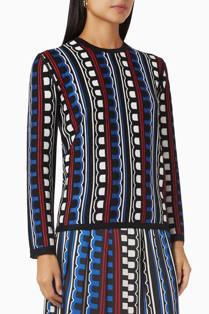 

Lucano Patterned Sweater in Wool-blend Jacquard, Black