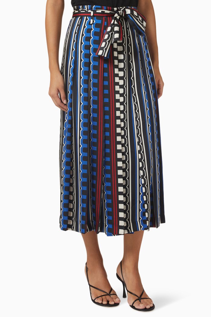 

Printed High-waisted Culottes, Blue