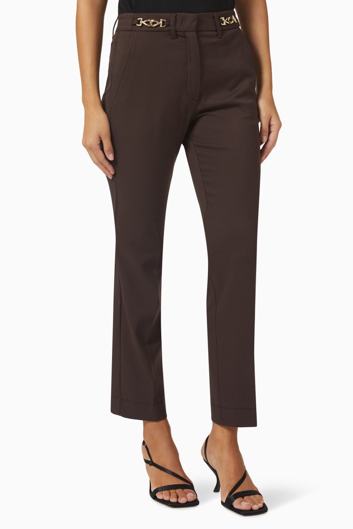 

Odin Flared Pants in Stretch Gabardine, Brown