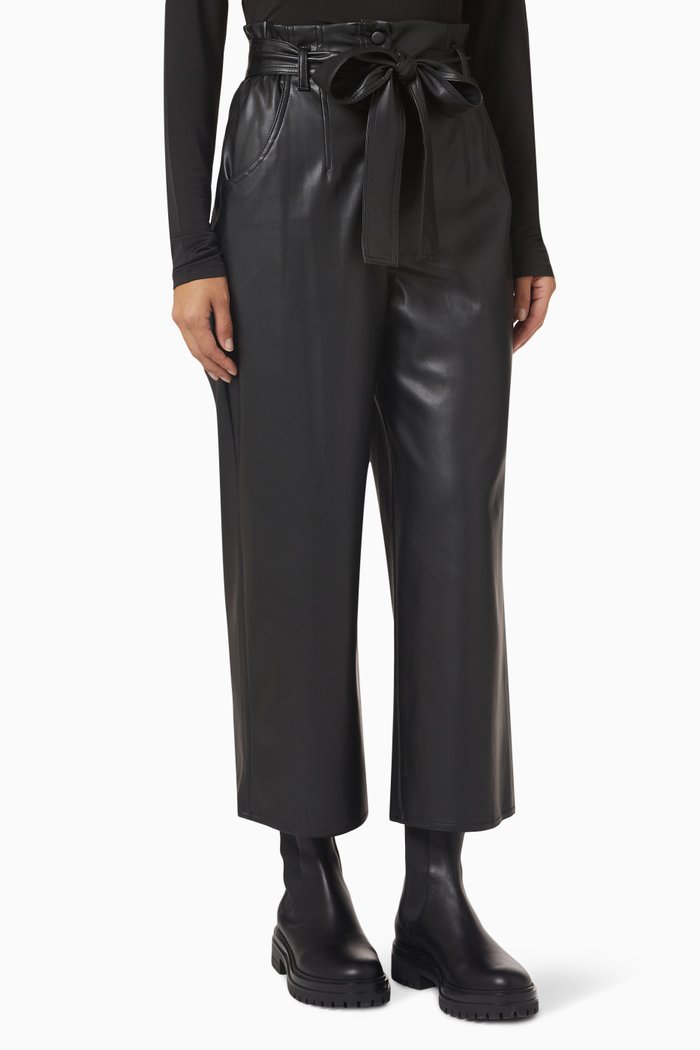 

Zinnia Cropped Pants in Faux Leather, Black