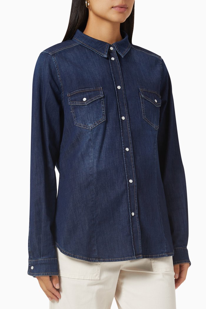 

Quasar Shirt in Stretch Denim, Blue