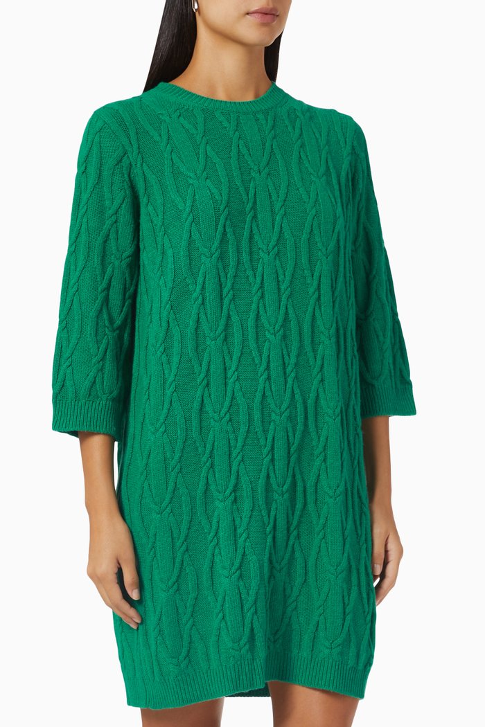 

Sciovia Knitted Mini Dress in Cashmere-blend, Green