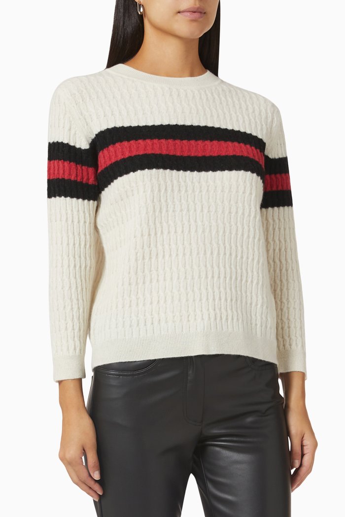 

Huesca Striped Sweater in Wool, White