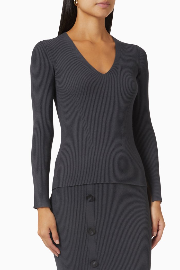 

Clarino Ribbed Sweater in Viscose-knit, Grey