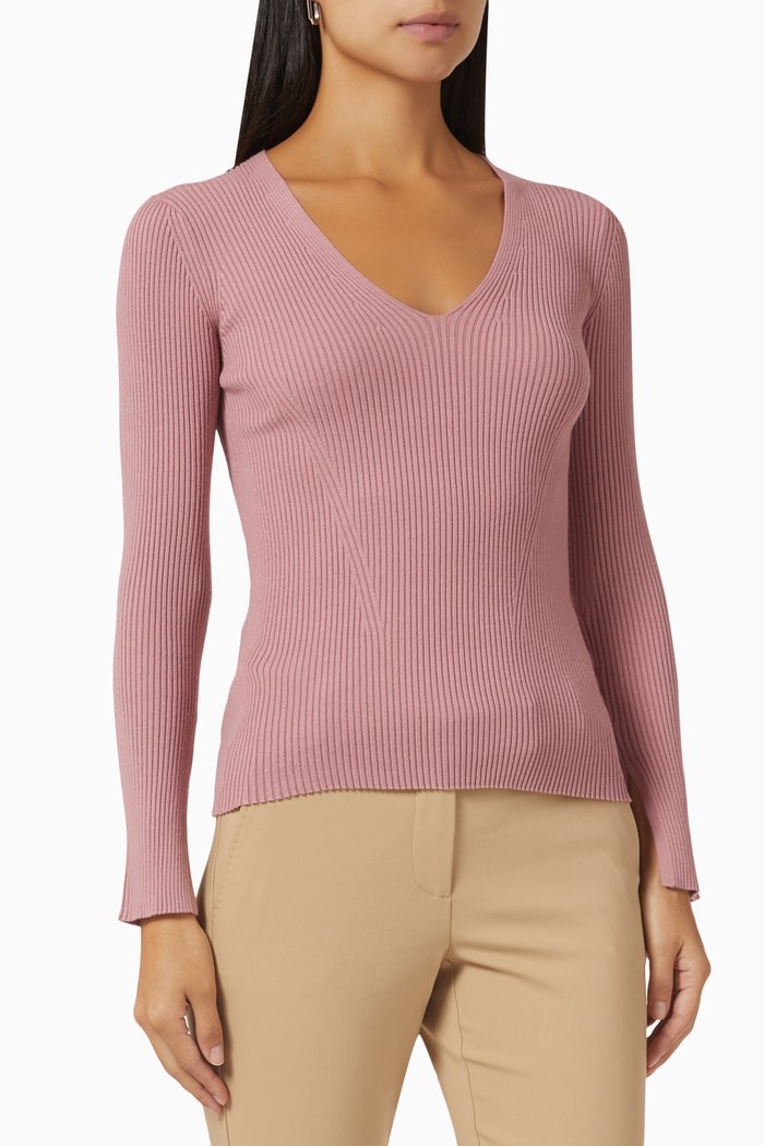 

Clarino Ribbed Sweater in Viscose-knit, Pink