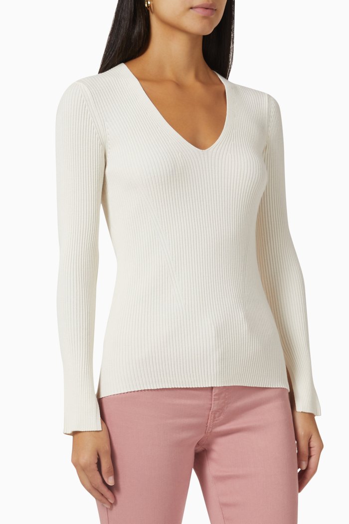 

Clarino Ribbed Sweater in Viscose-knit, White