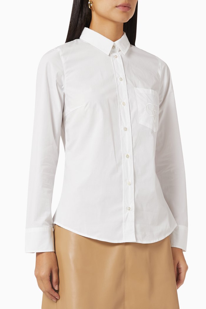 

Fidenza Embroidered Shirt in Stretch Cotton-poplin, White