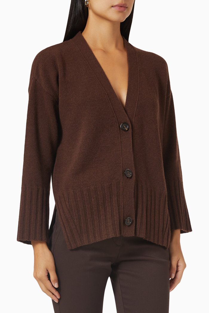 

Gianna V-neck Cardigan in Cashmere-wool blend, Brown