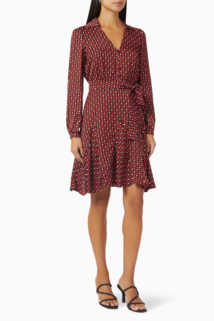 Ferro Mini Dress in Viscose, Red