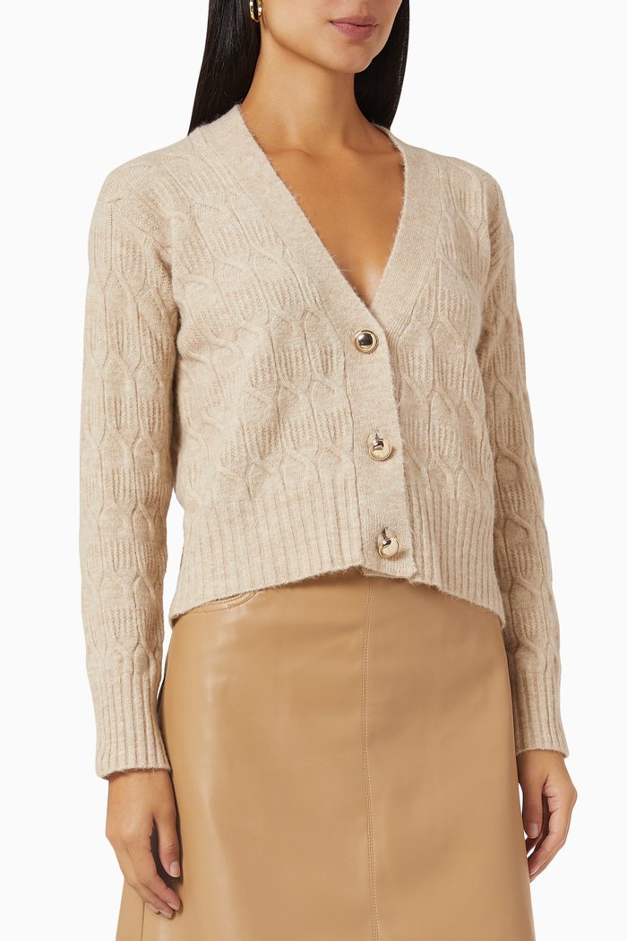 

Germana Cable-knit Cardigan in Wool-blend, Neutral