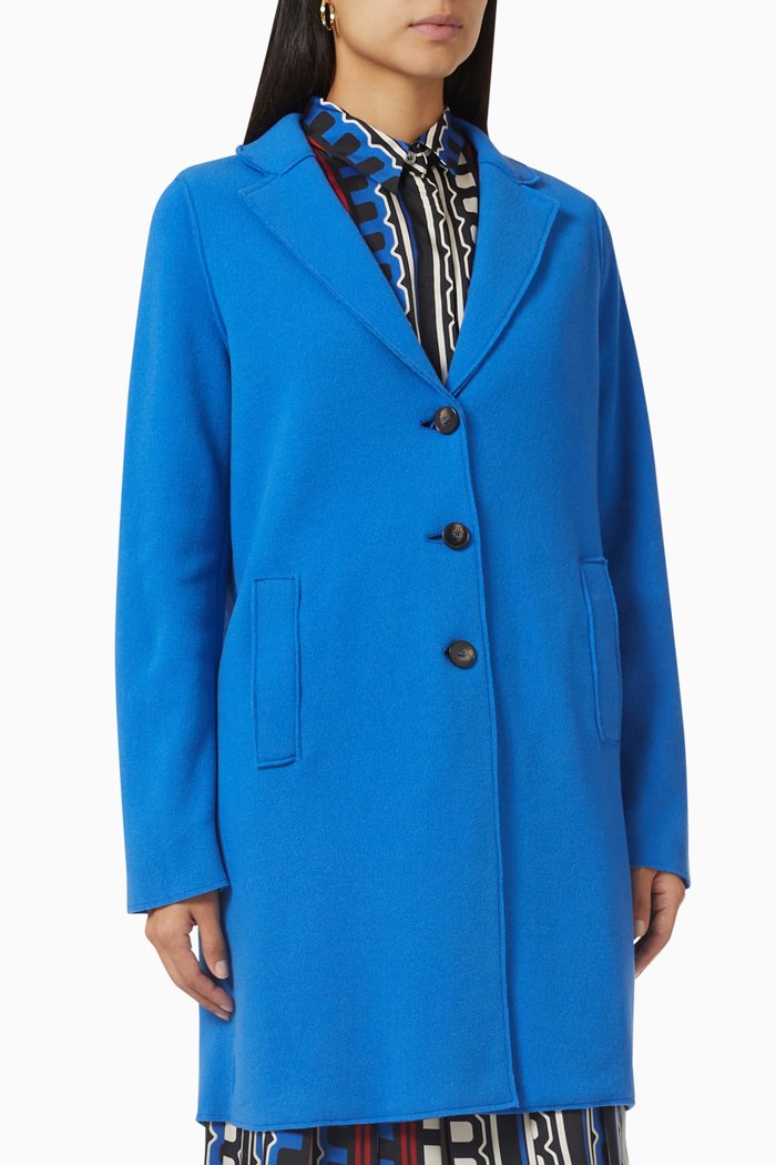 Alaska Coat in Wool-blend Knit, Blue
