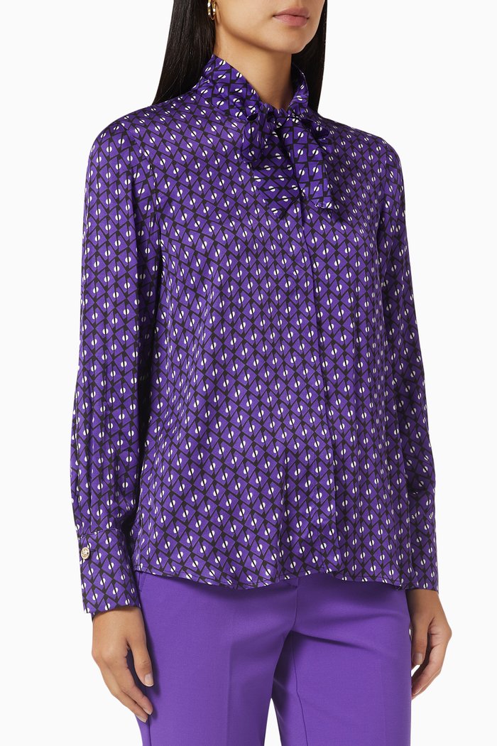 

Sovrana Patterned Shirt in Viscose-satin, Purple