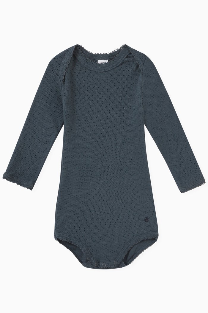 

Openwork Bodysuit in Cotton, Blue