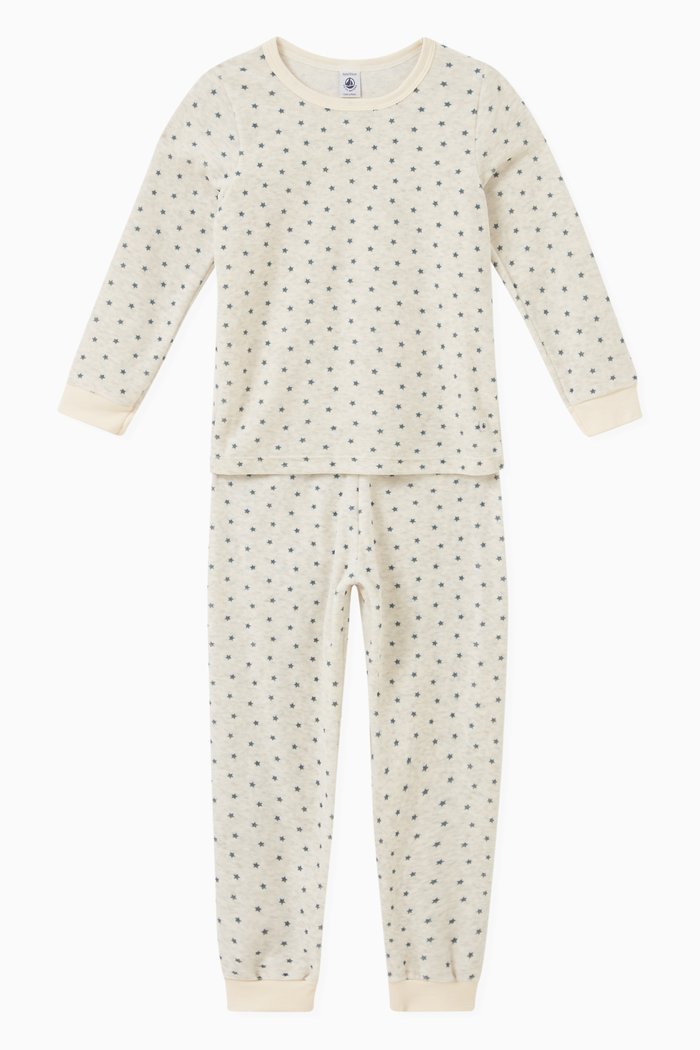 Stars Pyjama Set in Cotton, Grey