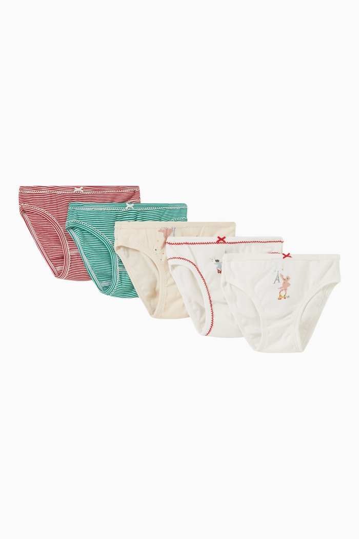 

Assorted Briefs in Cotton, Set of 5, Multicolour