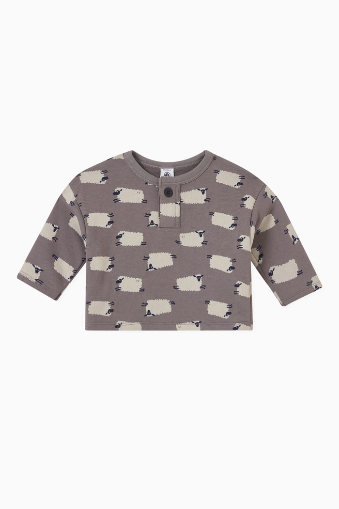 

Sheep Print T-shirt in Cotton, Grey