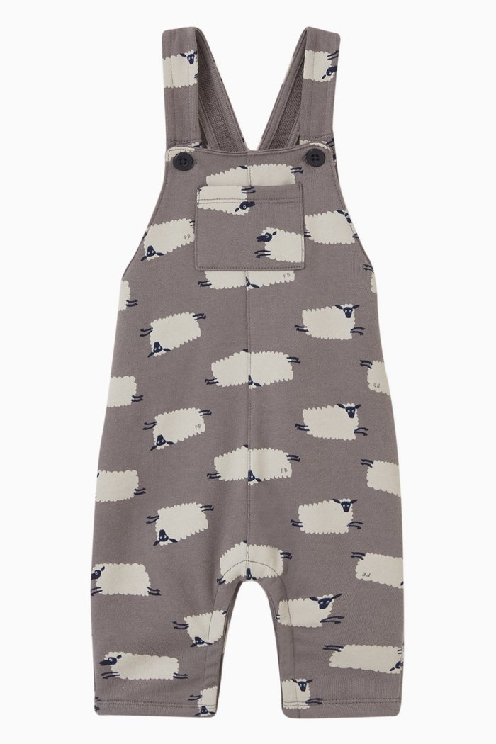 

Sheep-print Dungaree in Cotton, Grey