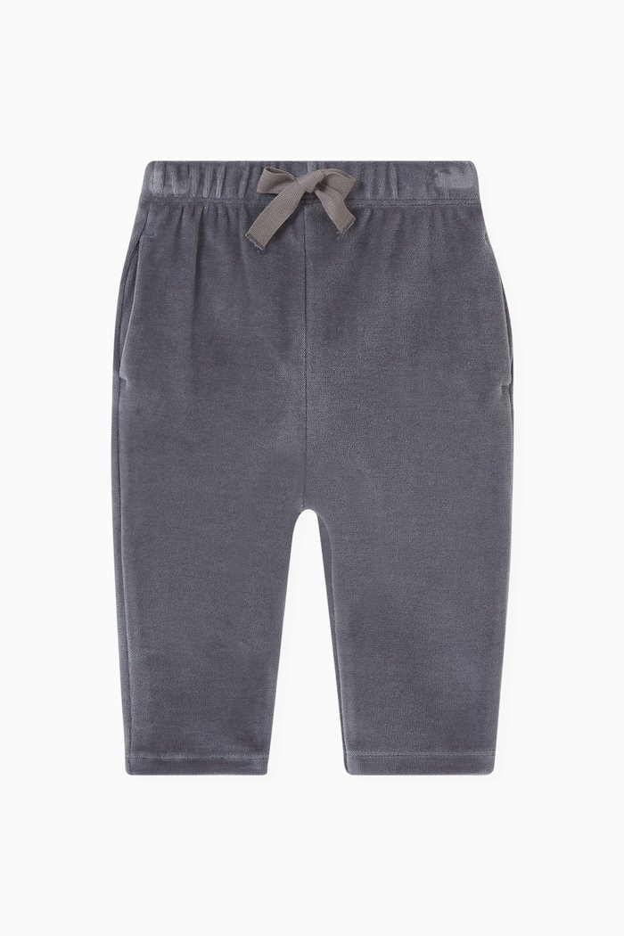 Velour Trousers in Cotton, Blue