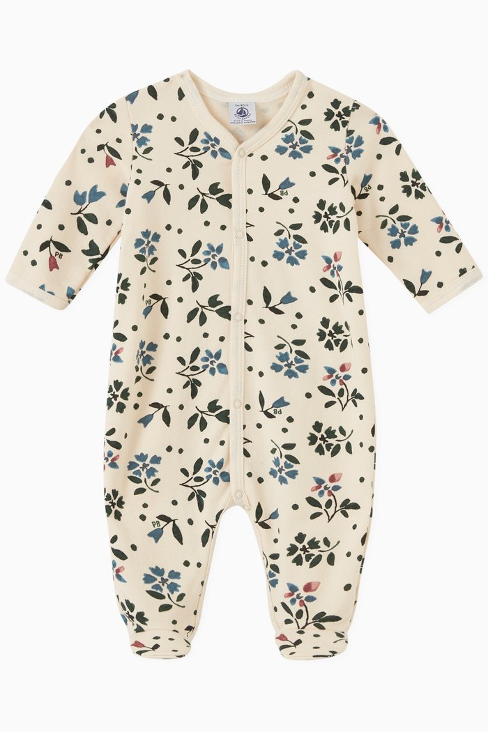 

Floral Print Sleepsuit in Cotton, Multicolour