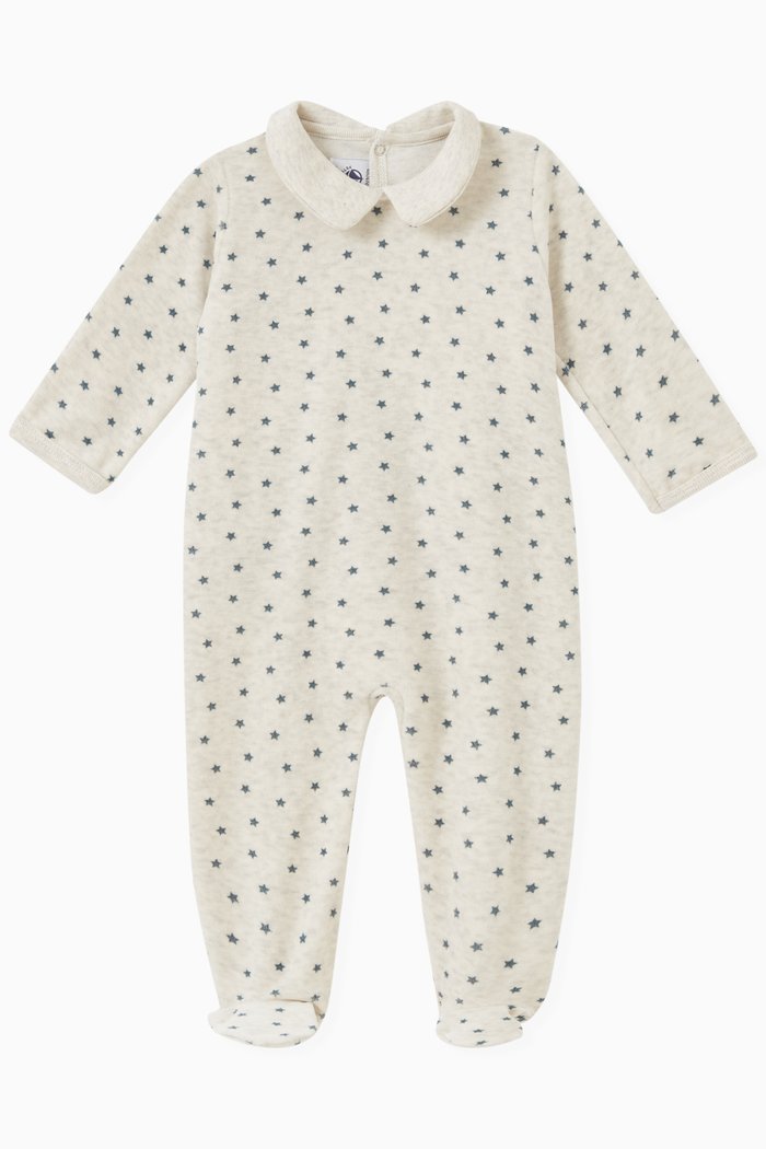 

Stars Sleepsuit in Cotton, Grey