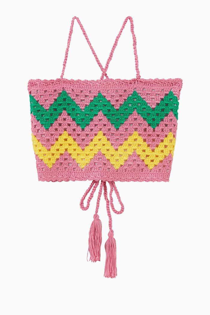 

Mango Top in Crochet Knit, Pink
