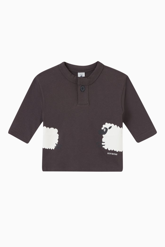 Sheep Print T-shirt in Cotton, Grey