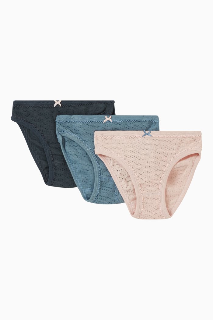 

Openwork Briefs in Organic Cotton, Set of 3, Multicolour