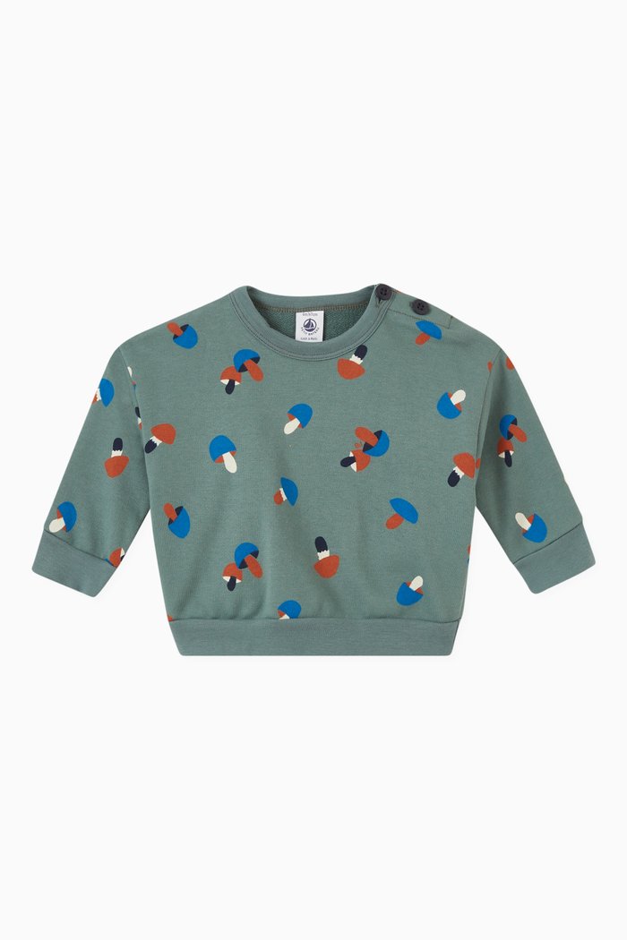 

Mushroom Print Sweatshirt in Cotton, Green
