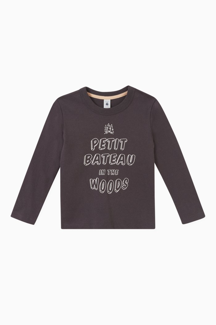

Graphic Print T-shirt in Cotton, Grey