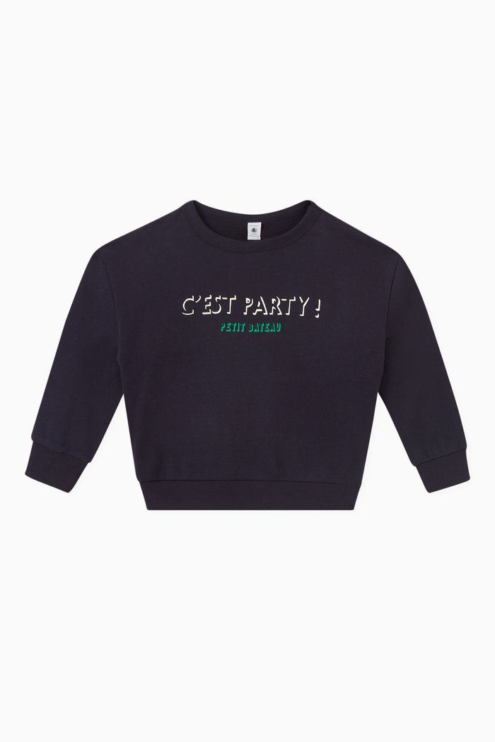 

Graphic Print Sweatshirt in Cotton, Blue