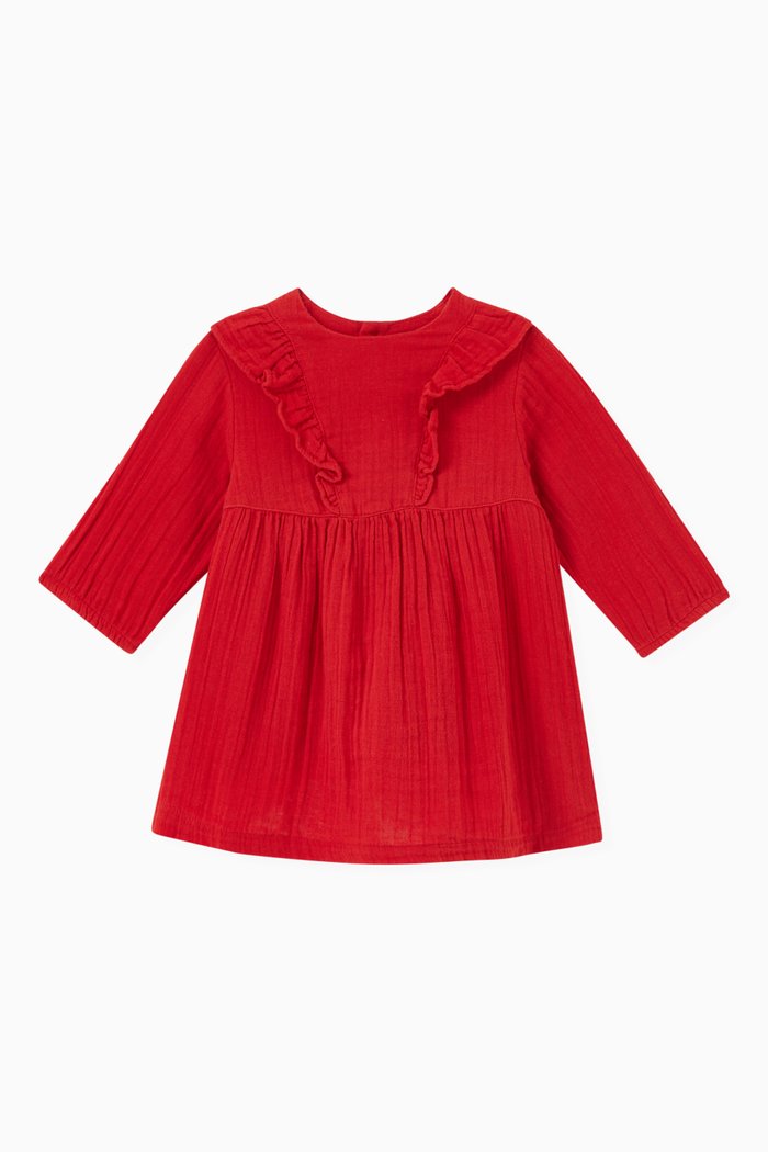 

Ruffled Dress in Cotton, Red