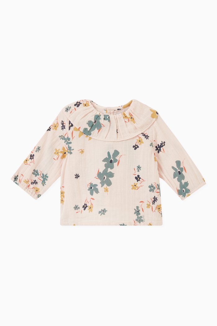 

Ruffle Collar Blouse in Cotton, Pink