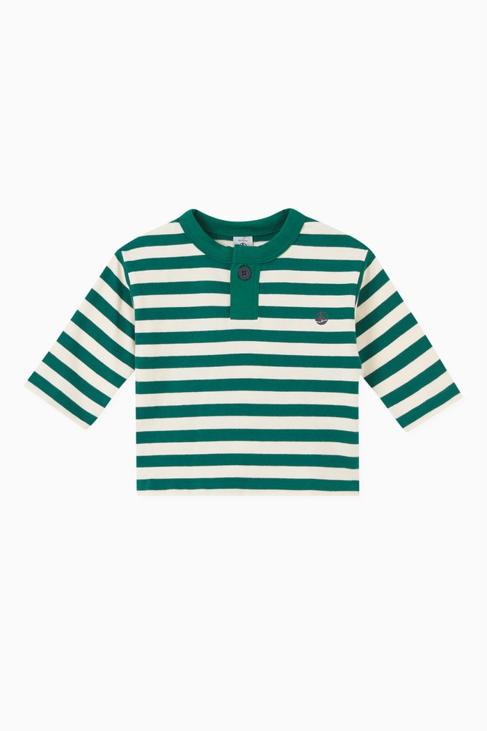 

Striped T-shirt in Cotton, Green