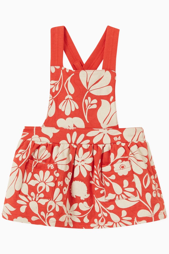 

Floral Print Dress in Organic Cotton, Red