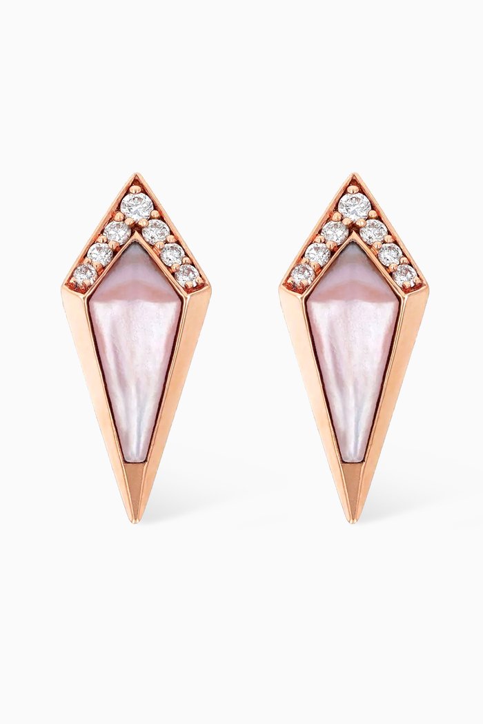 

Junonia Diamonds & Mother of Pearl Studs in 18kt Rose Gold, Pink