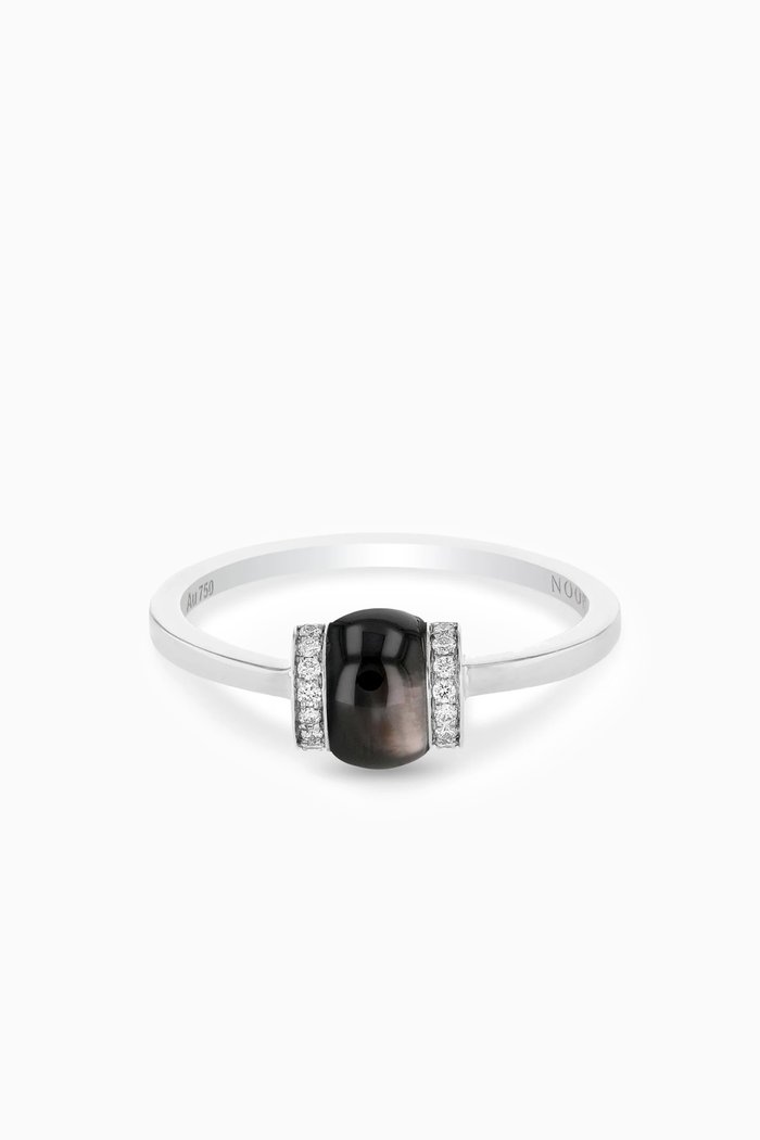 

Cerith Diamond & Mother of Pearl Ring in 18kt White Gold, Black