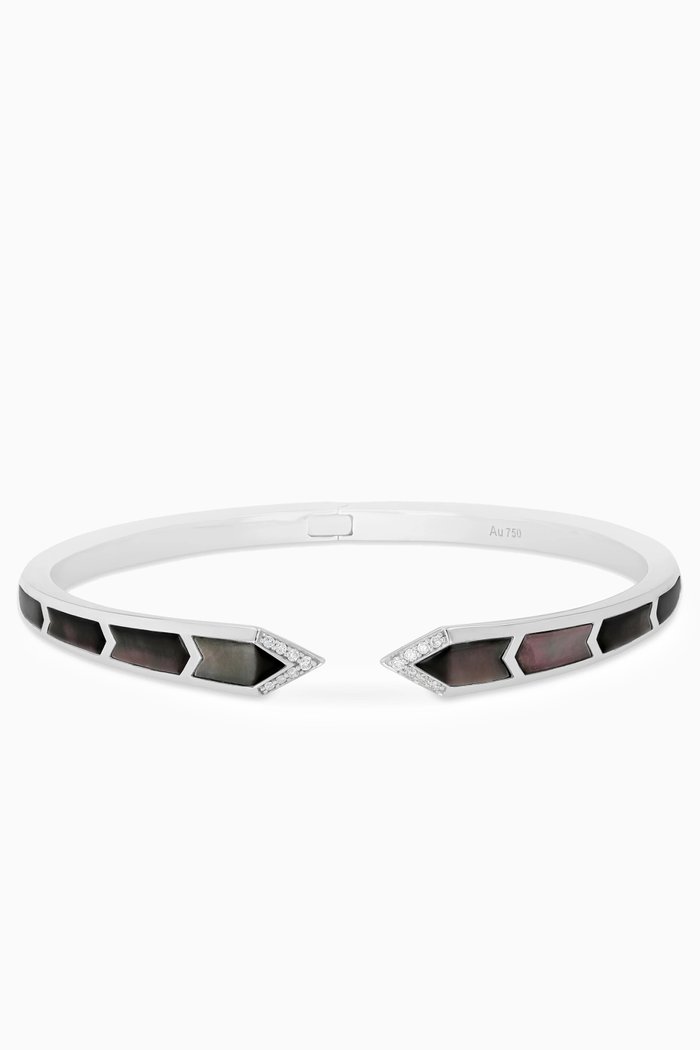 

Junonia Diamonds & Mother of Pearl Bangle in 18kt White Gold, Black