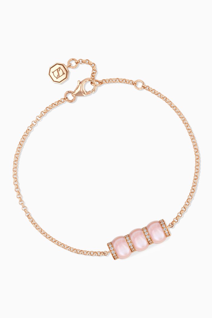 

Cerith Diamonds & Mother of Pearl Bracelet in 18kt Rose Gold, Pink