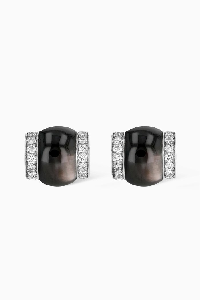 

Cerith Diamond & Mother of Pearl Studs in 18kt White Gold, Black
