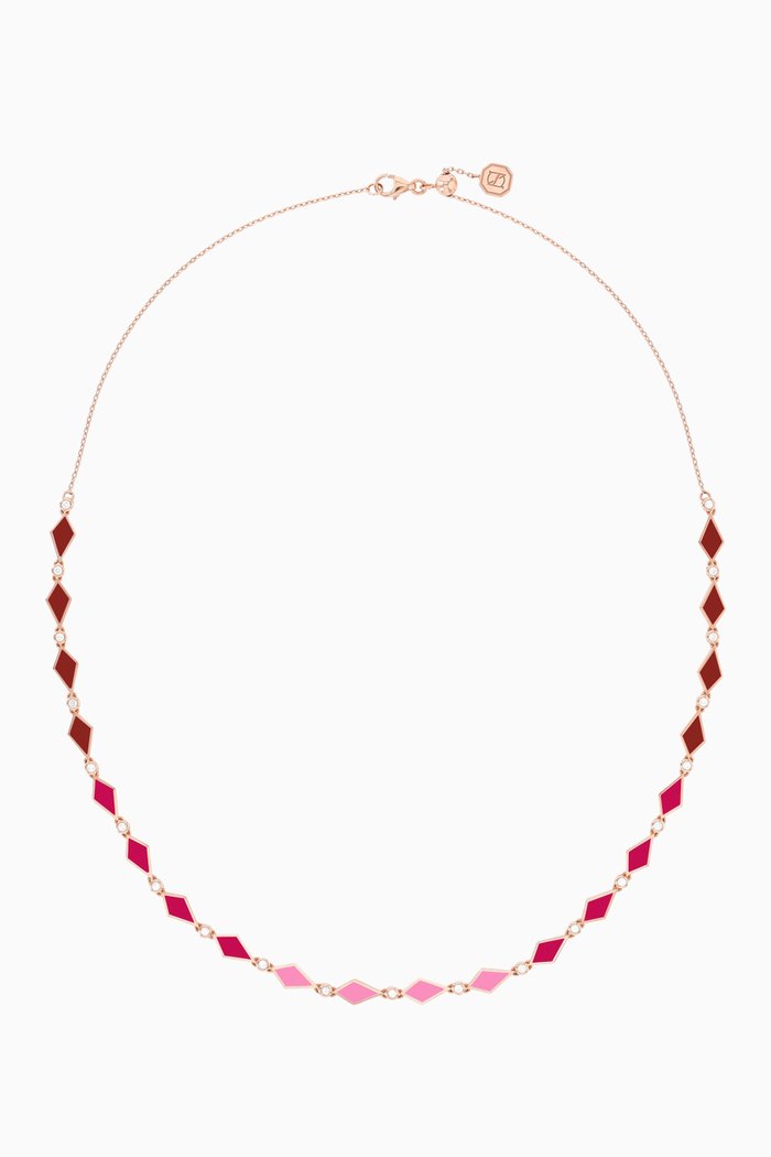 

Ombre Mosaic Necklace in 18kt Rose Gold, Pink