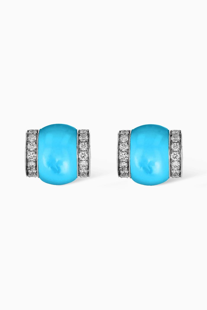 

Cerith Diamond & Turquoise Studs in 18kt White Gold, Blue