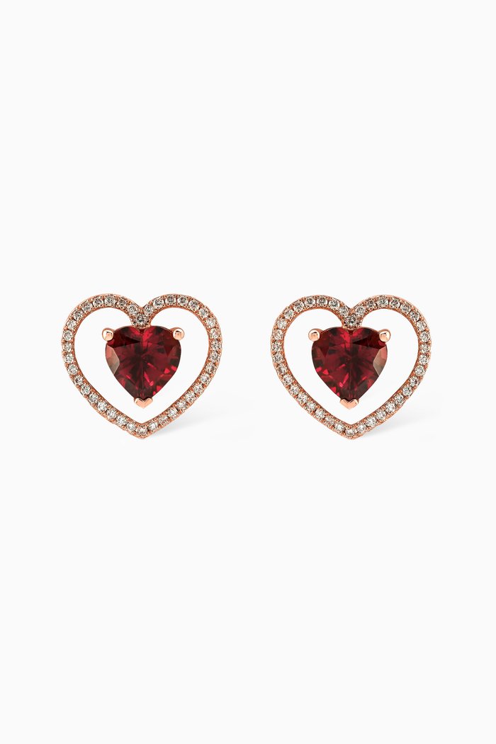 

Ratnapura Garnet Earrings in 18kt Rose Gold, Red