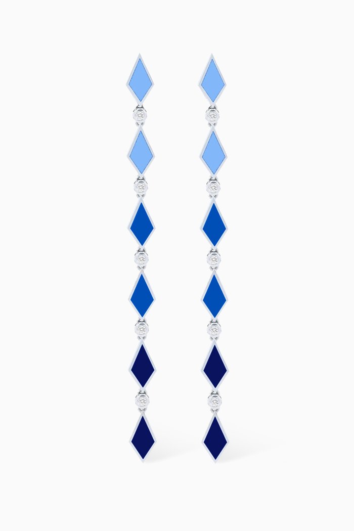 

Ombre Diamond & Enamel Drop Earrings in 18kt White Gold, Blue
