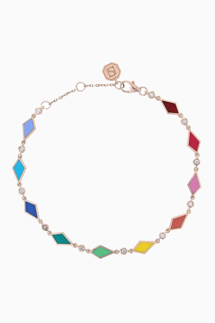 

Mosaic Diamond & Enamel Bracelet in 18kt Rose Gold, Multicolour